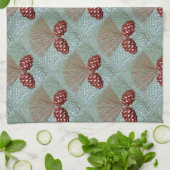 ピネコーングリーンと銅の皿タオル キッチンタオル (折り畳み)