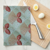 ピネコーングリーンと銅の皿タオル キッチンタオル (四つ折り)