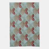 ピネコーングリーンと銅の皿タオル キッチンタオル (縦)