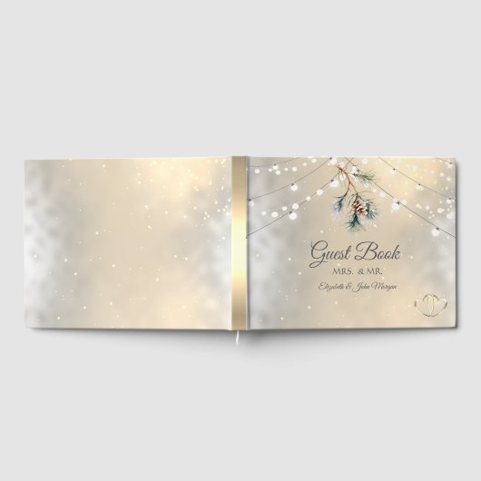 ピネコーンストリングライツウィンターウェディング ゲストブック (全面)