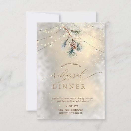 ピネコーンストリングライツウィンターリハーサルディナー 招待状 (正面)