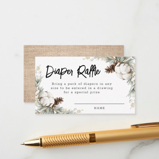 ピネコーンスプルースおむつラッフルカード エンクロージャーカード (正面/裏面インサイチュ)