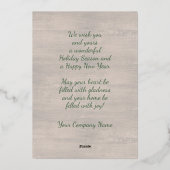 ピネコーンパインズニードルグリーンウォーターカラー金ゴールド 箔シーズンカード (裏面)