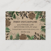 ピネコーンパインツリーフォレストテーマヴィンテージアドベンチャー 名刺 (裏面)