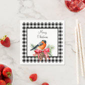 ピネコーンブラックバッファローチェック付き鳥 スタンダードカクテルナプキン (インサイチュ)