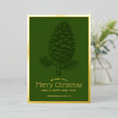 ピネコーンメリークリスマスモダンモミ 箔シーズンカード (立ち正面)