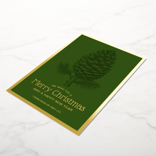 ピネコーンメリークリスマスモダンモミ 箔シーズンカード (回転した状態)