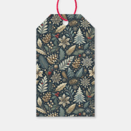 ピネコーン，ホリー，スノーフレーク&ベリーホリデー ギフトタグ