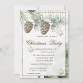 ピネコーン，雪の結晶金ゴールドクリスマスコーポレート 招待状 (正面)