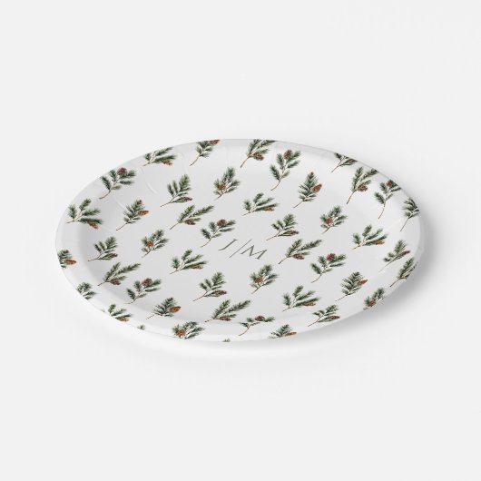 ピネコ素朴ネスの枝を持つ冬のモミの結婚枝 ペーパープレート (アングル)