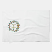 ピネコ素朴ネ |スターズクリスマスリースモノグラム キッチンタオル (横)