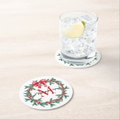 ピネコ素朴ネ |ボーブルクリスマスリースモノグラム ラウンドペーパーコースター (インサイチュ)