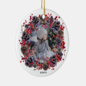 ピネコ素朴ンウッドランドリース写真と年 セラミックオーナメント (右)