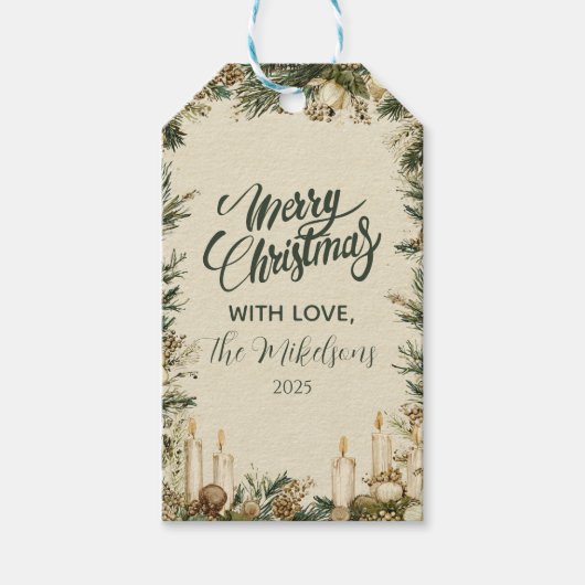ピネコ素朴ンキャンドルクリスマス ギフトタグ (正面)