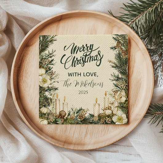 ピネコ素朴ンキャンドルクリスマス スタンダードカクテルナプキン