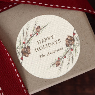 ピネコ素朴ンクリスマスホリデー ラウンドシール