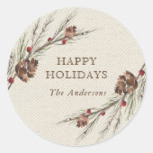ピネコ素朴ンクリスマスホリデー ラウンドシール (正面)