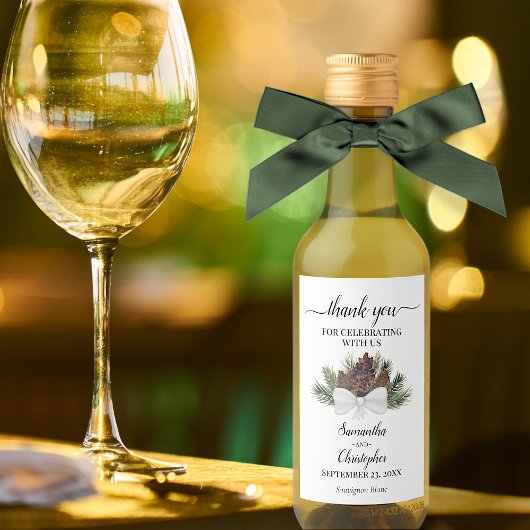 ピネコ素朴ン冬の結婚式ありがとうミニ ワインラベル