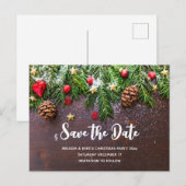 ピネ＆雪のクリスマス テーブル Save the Date インビテーションポストカード (正面/裏面)