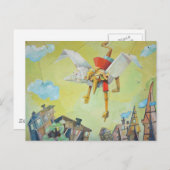 ピノキオとハト。 ポストカード (正面/裏面)