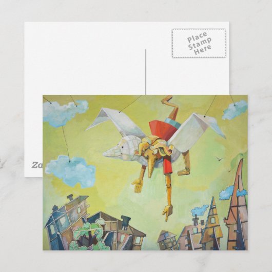 ピノキオとハト。 ポストカード (正面/裏面)