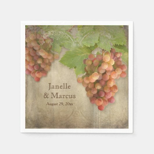 ピノグリジオヴィンテージワイナリーウェザードウッド結婚ズ スタンダードカクテルナプキン (正面)