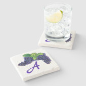 ピノノワールレッドワインブドウカスタムズモノグラム ストーンコースター (横)