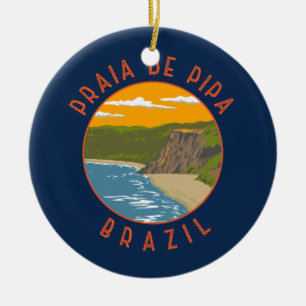 ピパビーチブラジルトラベルアートヴィンテージ セラミックオーナメント