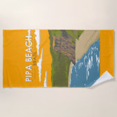 ピパビーチブラジルトラベルアートヴィンテージ ビーチタオル (正面)