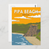 ピパビーチブラジルトラベルアートヴィンテージ ポストカード (正面/裏面)