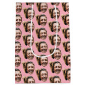 ピパーソナライズされたッおもしろいクカスタム顔写真ガーリー ミディアムペーパーバッグ (裏面)