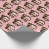 ピパーソナライズされたッおもしろいクカスタム顔写真ガーリー ラッピングペーパー (角)