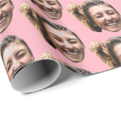 ピパーソナライズされたッおもしろいクカスタム顔写真ガーリー ラッピングペーパー (ロールコーナー)