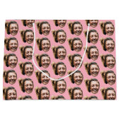 ピパーソナライズされたッおもしろいクカスタム顔写真ガーリー ラージペーパーバッグ (正面)