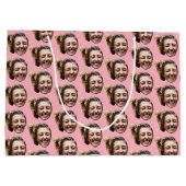 ピパーソナライズされたッおもしろいクカスタム顔写真ガーリー ラージペーパーバッグ (裏面)