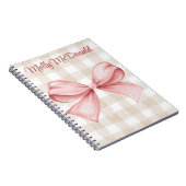 ピパーソナライズされたック市松模様にの弓のベージュ模様 ノートブック (右側)