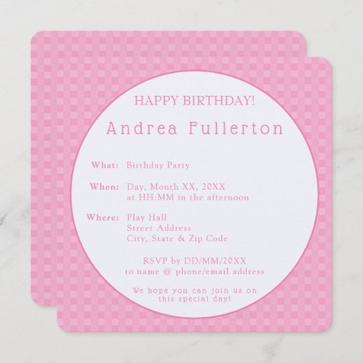 ピパーソナライズされたッモダンクの誕生日パーティー 招待状 (正面/裏面)