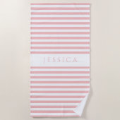 ピパーソナライズされたッモダンクストライプのパターン ビーチタオル (正面)