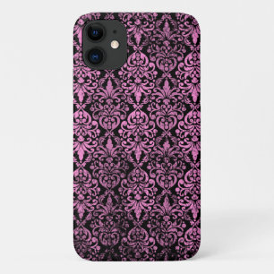 ピビクトリアン動揺してッグランジク擦り切れたク・ブラック・ダマスク iPhone 11 ケース