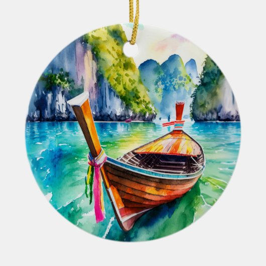 ピピアイランドクラビロンボートタイランド セラミックオーナメント (正面)