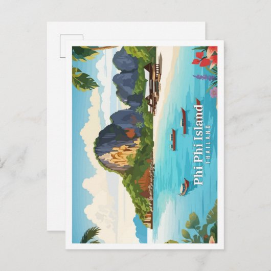 ピピアイランドタイランドヴィンテージ旅行 ポストカード (正面/裏面)