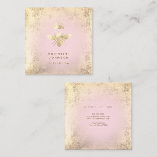 ピフェイクンクの金ゴールドフォイルクイーン スクエア名刺 (正面/裏面)