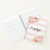 ピフェミニンックストライプフローラパーソナライズされた ノートブック (内部)