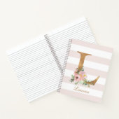 ピフェミニンックストライプフローラ金ゴールドパーソナライズされた ノートブック (内部)