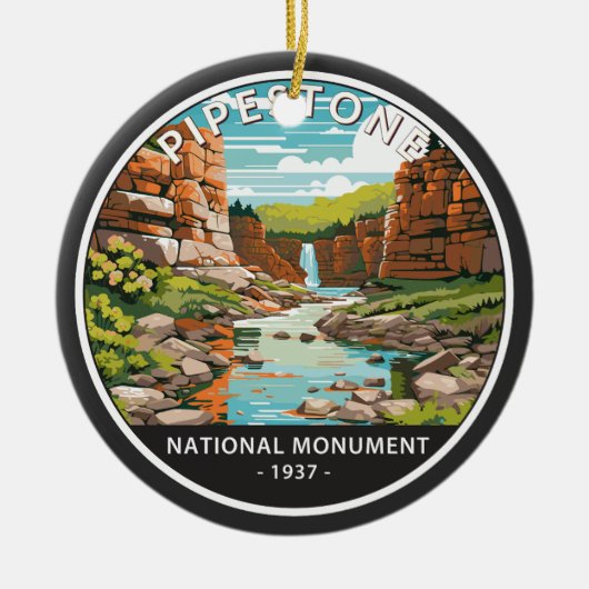 ピペストーンナショナルモニュメントミネソタサークル セラミックオーナメント (正面)