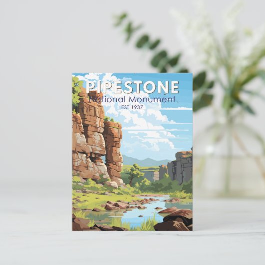 ピペストーンナショナルモニュメントミネソタトラベルアート ポストカード (スタンド正面)