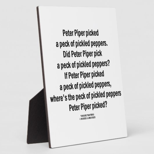 ピペーターはピーマンのピクルスを拾った フォトプラーク (側面)