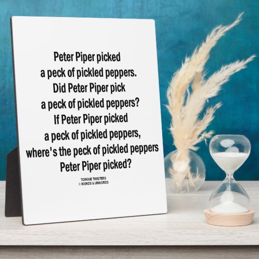 ピペーターはピーマンのピクルスを拾った フォトプラーク (側面)