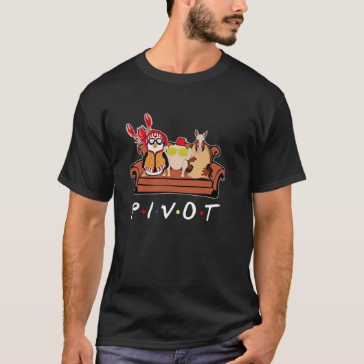 ピボットよ黙れ おもしろい 鶏 ペンギン Tシャツ (正面)