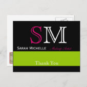 ピポップ・アートのンクグリーンと黒 ポストカード (正面/裏面)